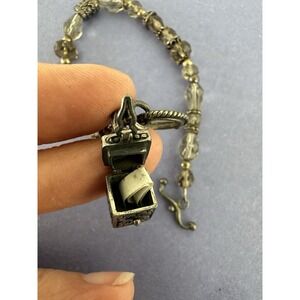 Sterling Silver Prayer Box Bracelet Clear Grey Faceted Crystal Beads 7" 925 OHS